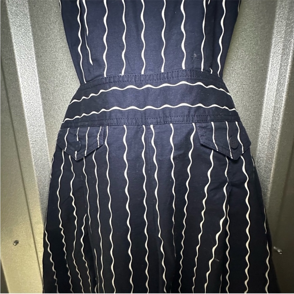Maeve Anthropologie Derby Day Nautical Pinafore Navy Stripe Wide Leg Jumpsuit 14 - Picture 11 of 14